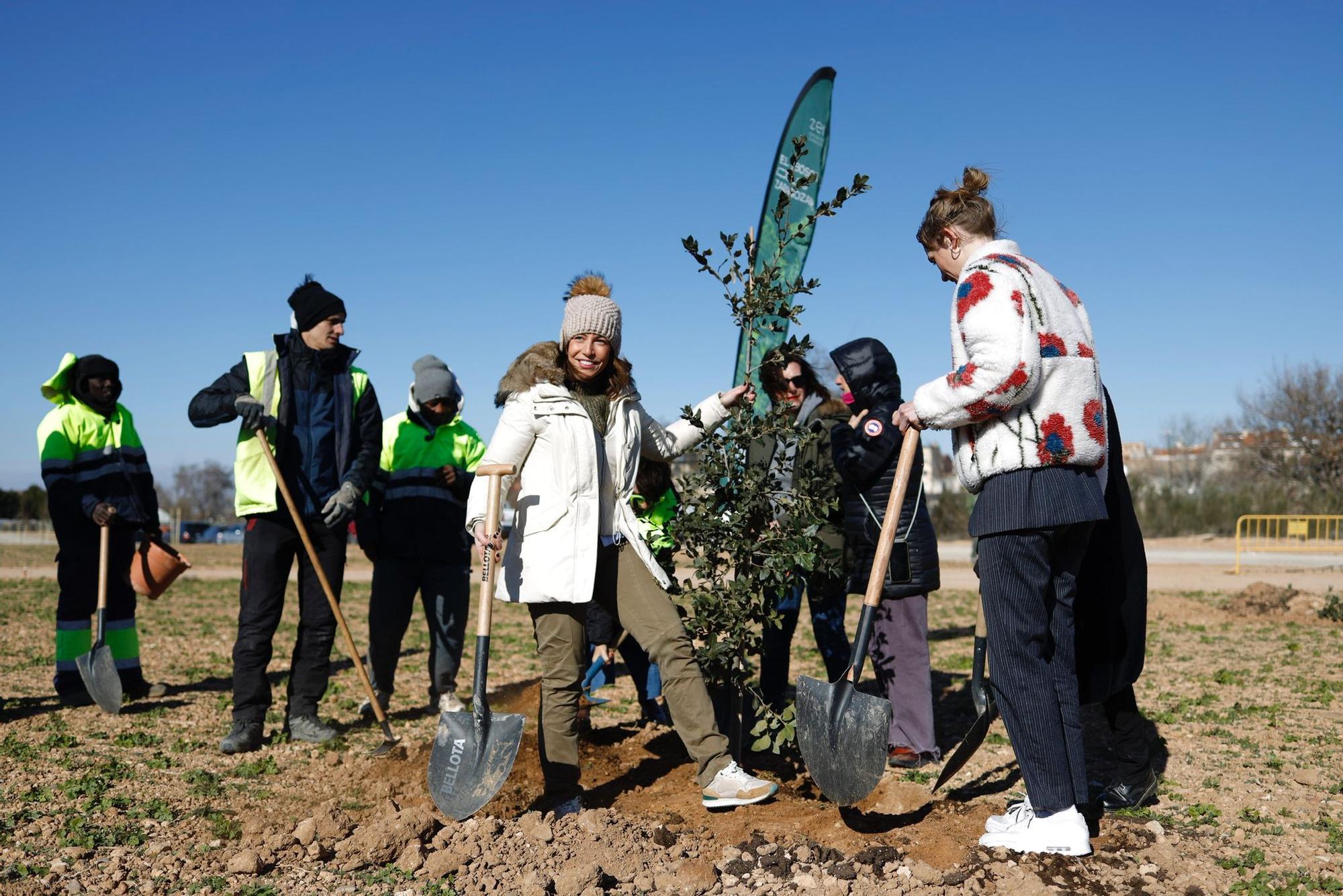 Protagonistas de los Feroz plantan árboles en el Bosque de los Zaragozanos