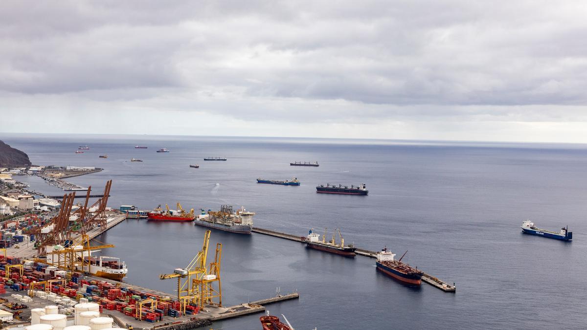 Catorce barcos fondeados en el Puerto de Santa Cruz.