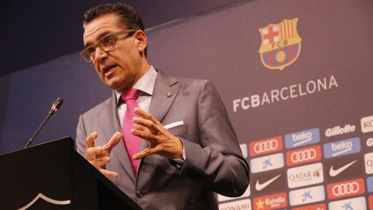 Josep Vives, portavoz del FC Barcelona, este lunes tras la reunión de la junta directiva.