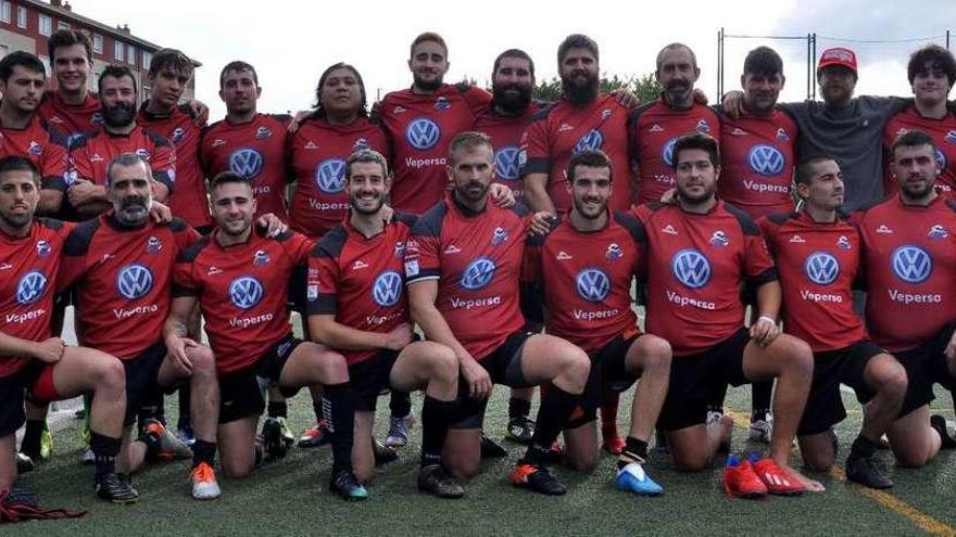 Jugadores del equipo sénior del Pontevedra Rugby Club. // FdV