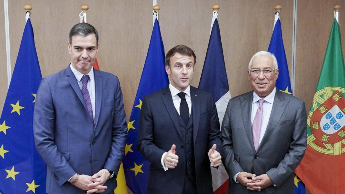 Los presidentes español, francés y portugués, en el anuncio del proyecto