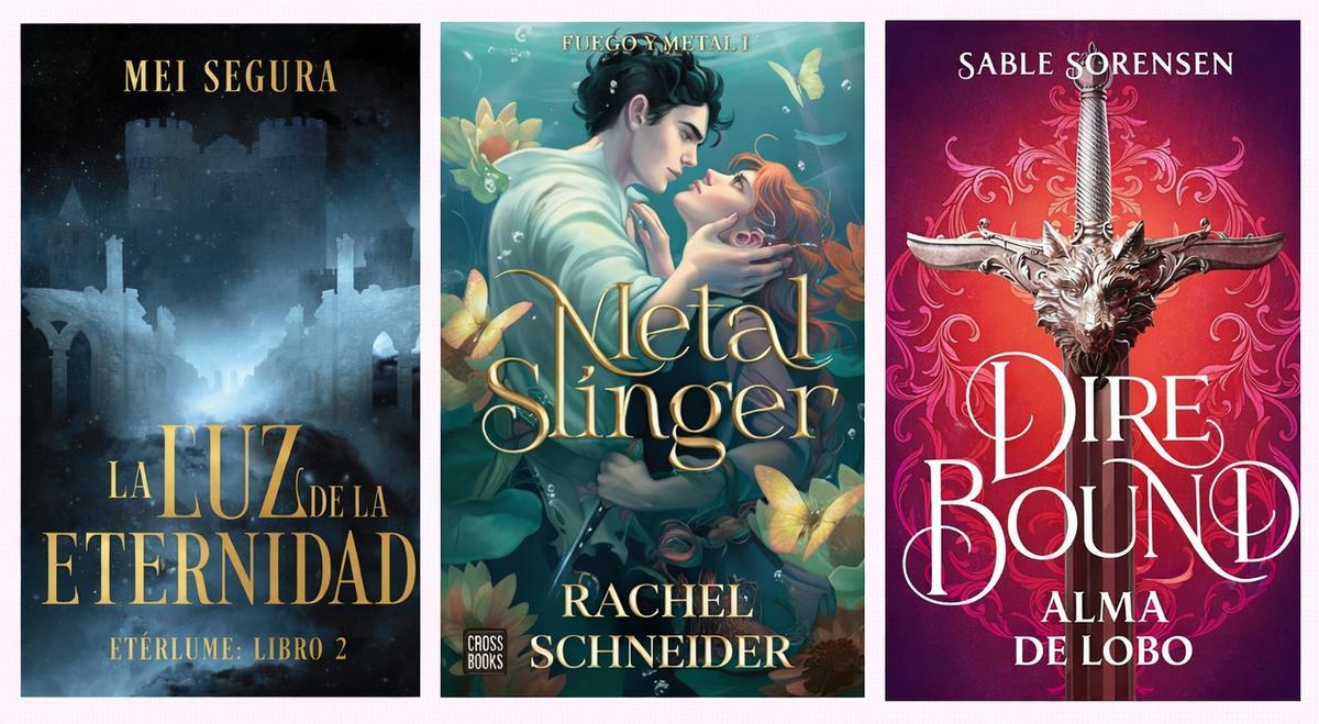 Portadas de 'La luz de la eternidad', 'Metal slinger' y 'Dire Bound'.
