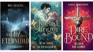 Portadas de La luz de la eternidad, Metal slinger y Dire Bound.