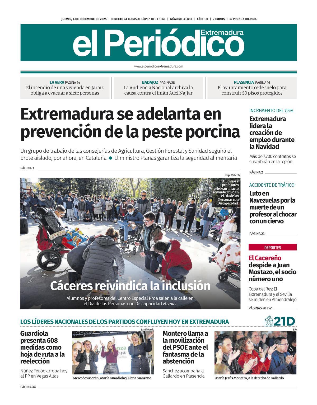 Consulta la portada correspondiente al día 4 de diciembre de 2025