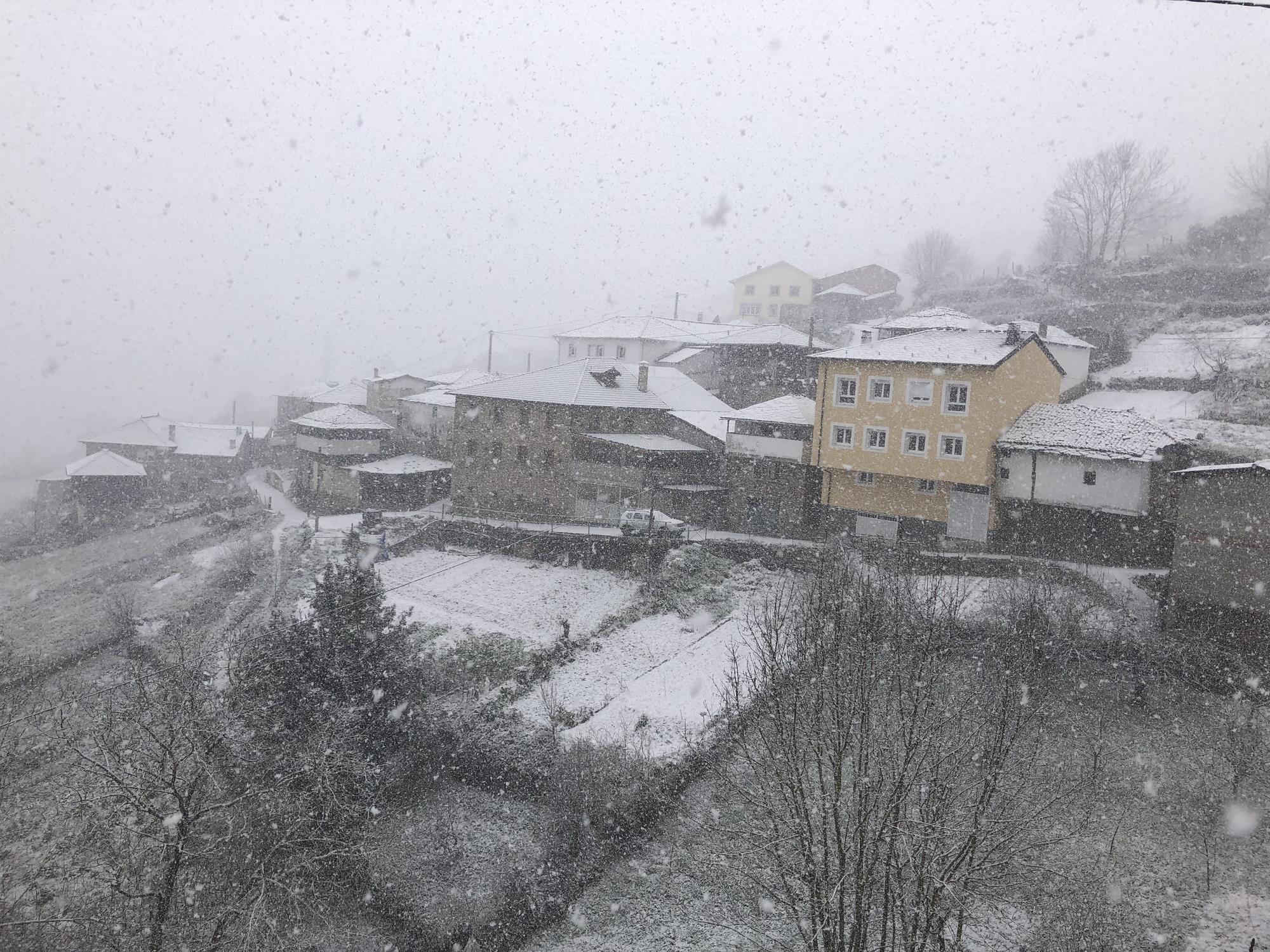 EN IMÁGENES: La borrasca Juliette lleva la nieve casi hasta la costa en Asturias