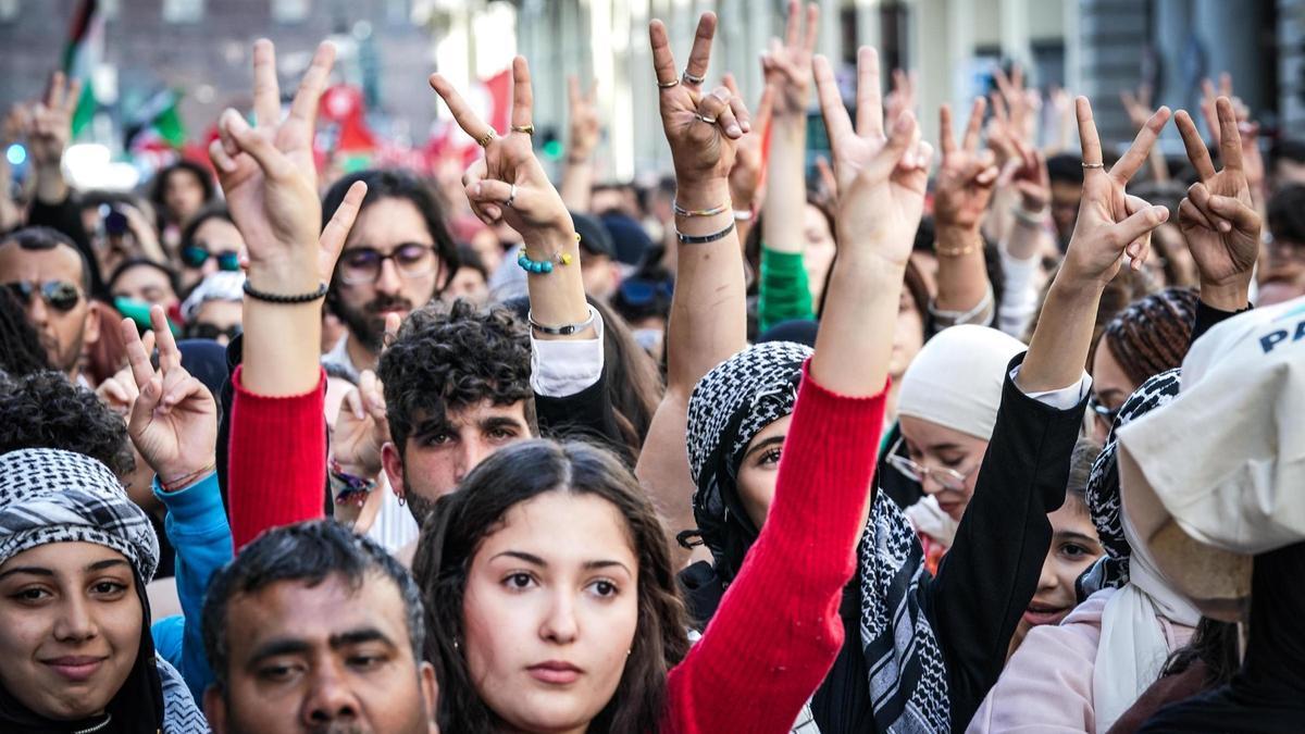 Una manifestación a favor de Palestina en Turín