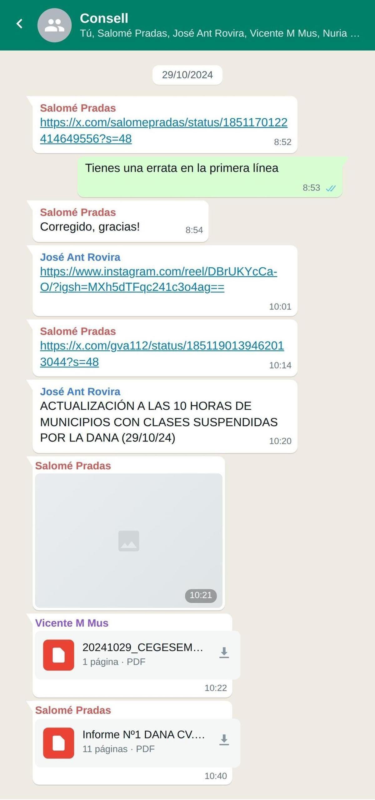 Simulación del chat del Consell el día de la dana.