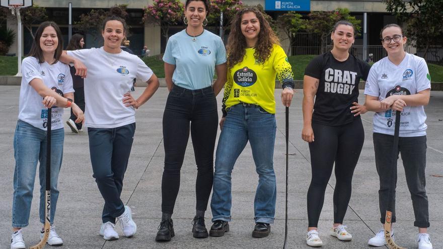 Mar Francí, Mariana Romero, María Vega, Ariadna Escalas, Iciar Pozo y Alba Garrote, jugadoras del HC Coruña y el CRAT.