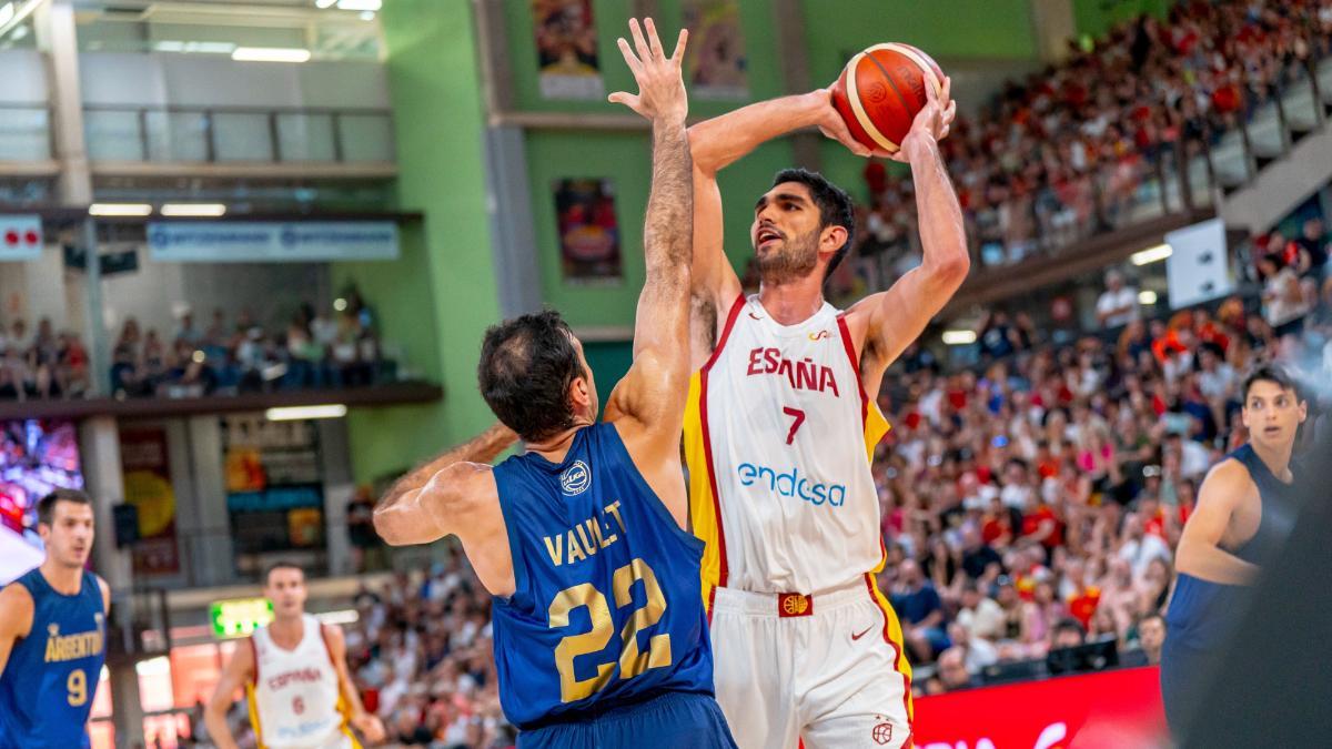 La selección española de baloncesto, en su encuentro amistoso contra Argentina