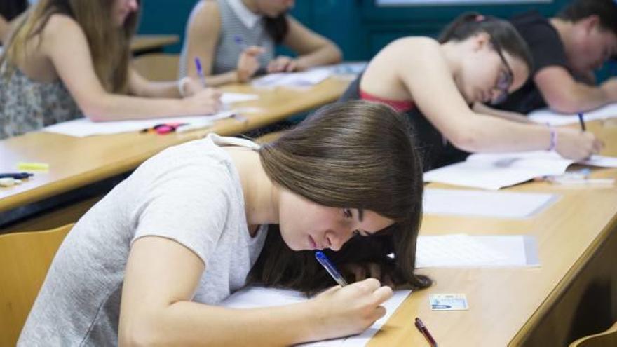 Una estudiante realiza la prueba de acceso a la universidad en la UJI.