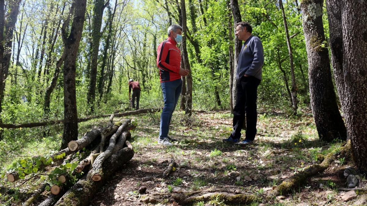 Josep Pintó i Jordi Selga conversen en un bosc de la Vall de Lord