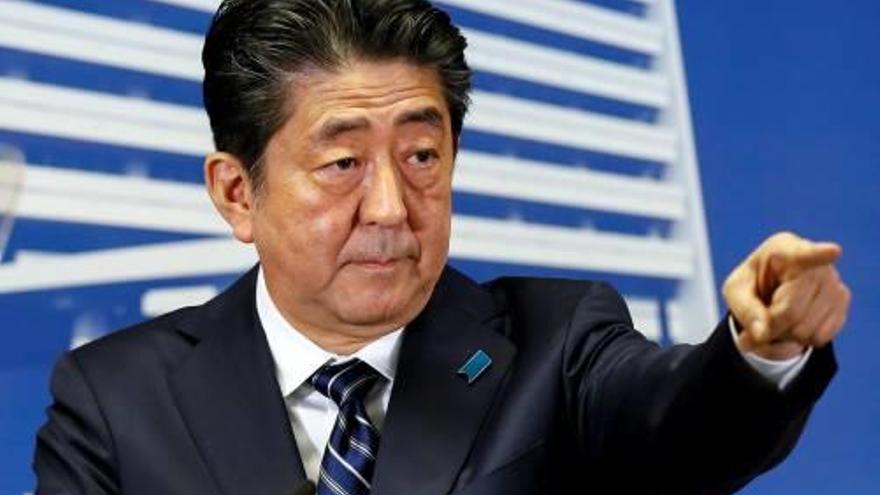 Shinzo Abe, en roda de premsa.