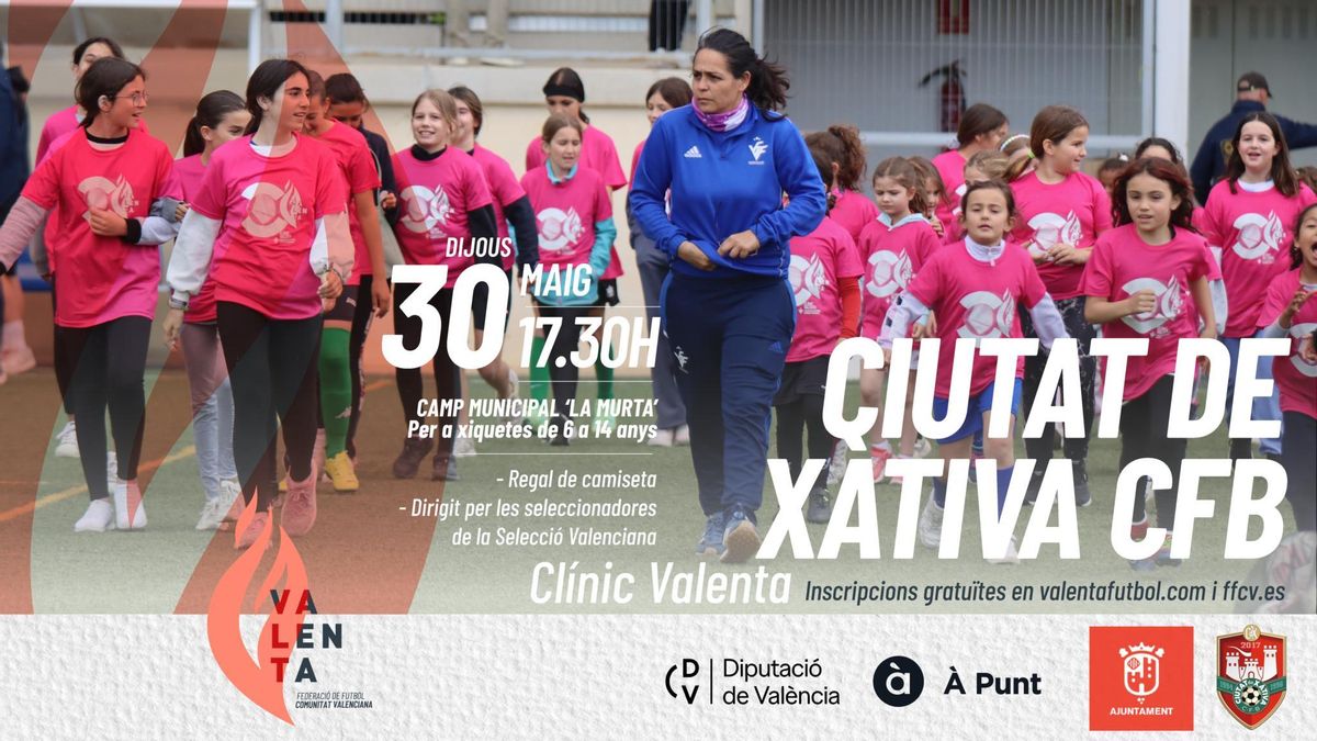 Cartel del Clinic Ciutat de Xativa para promocionar el fútbol femenino.
