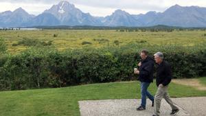 El presidente de la Reserva Federal, Jerome Powell, y el de la Fed de Nueva York, John Williams, en la reunión de Jackson Hole de agosto de 2022.