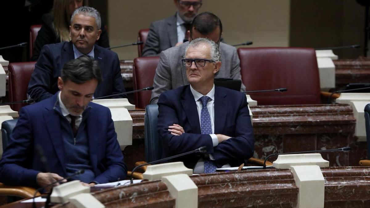 Juan José Pedreño, consejero de Salud, este jueves en la Asamblea Regional.