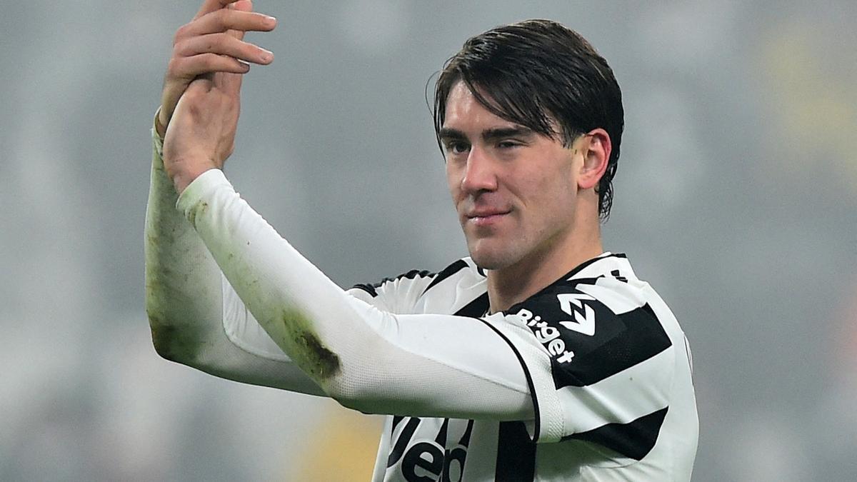 Dusan Vlahovic en un partido con la Juventus