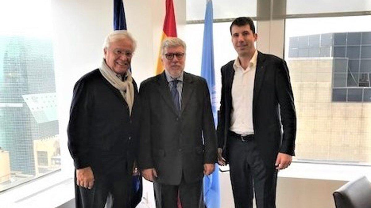 Joan Clos, Agustín Santos y Xavi O'Callaghan, en Nueva York