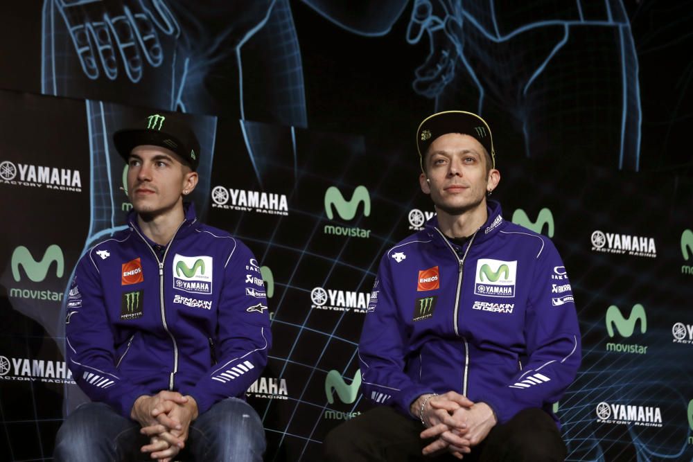 Presentació del Movistar Yamaha MotoGP Team amb el gironí Maverick Viñales i Valentino Rossi