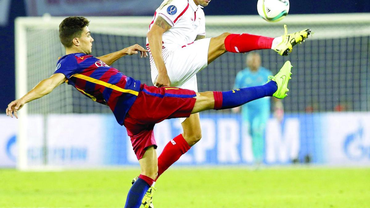 Vitolo, en la Supercopa de Europa. / Efe