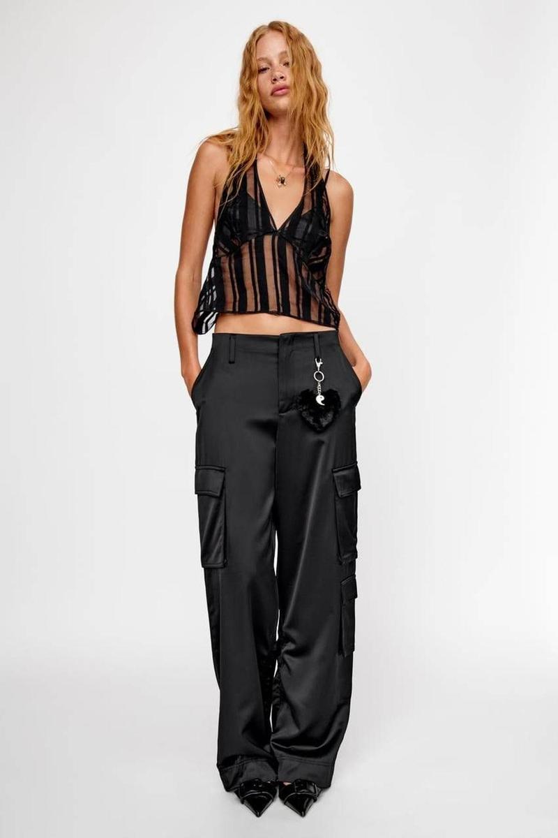 Pantalón cargo satinado