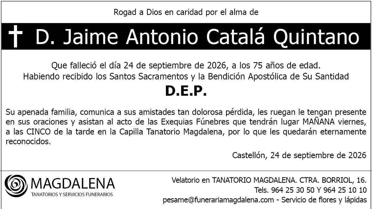 D. Jaime Antonio Catalá Quintano