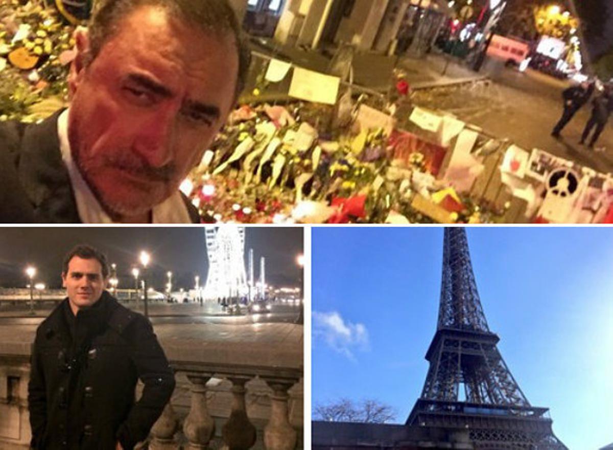 Les imatges de la polèmica, el selfie de Carlos Herrera i la dAlbert Rivera, també a París, fa un any.