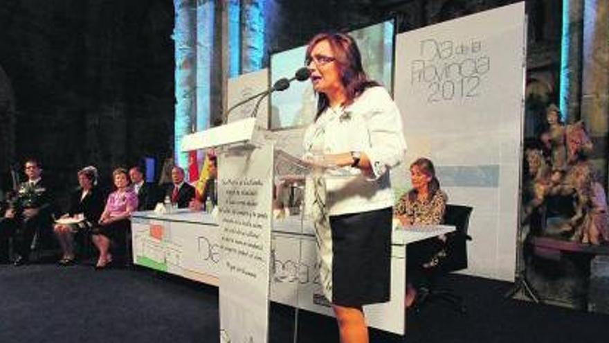 Marisol López del Estal, durante el discurso de presentación del Día de la Provincia en su localidad natal.