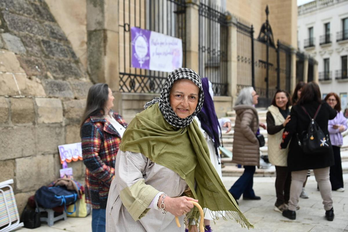 María Soledad Ceberino, en la concentración hoy en Badajoz.