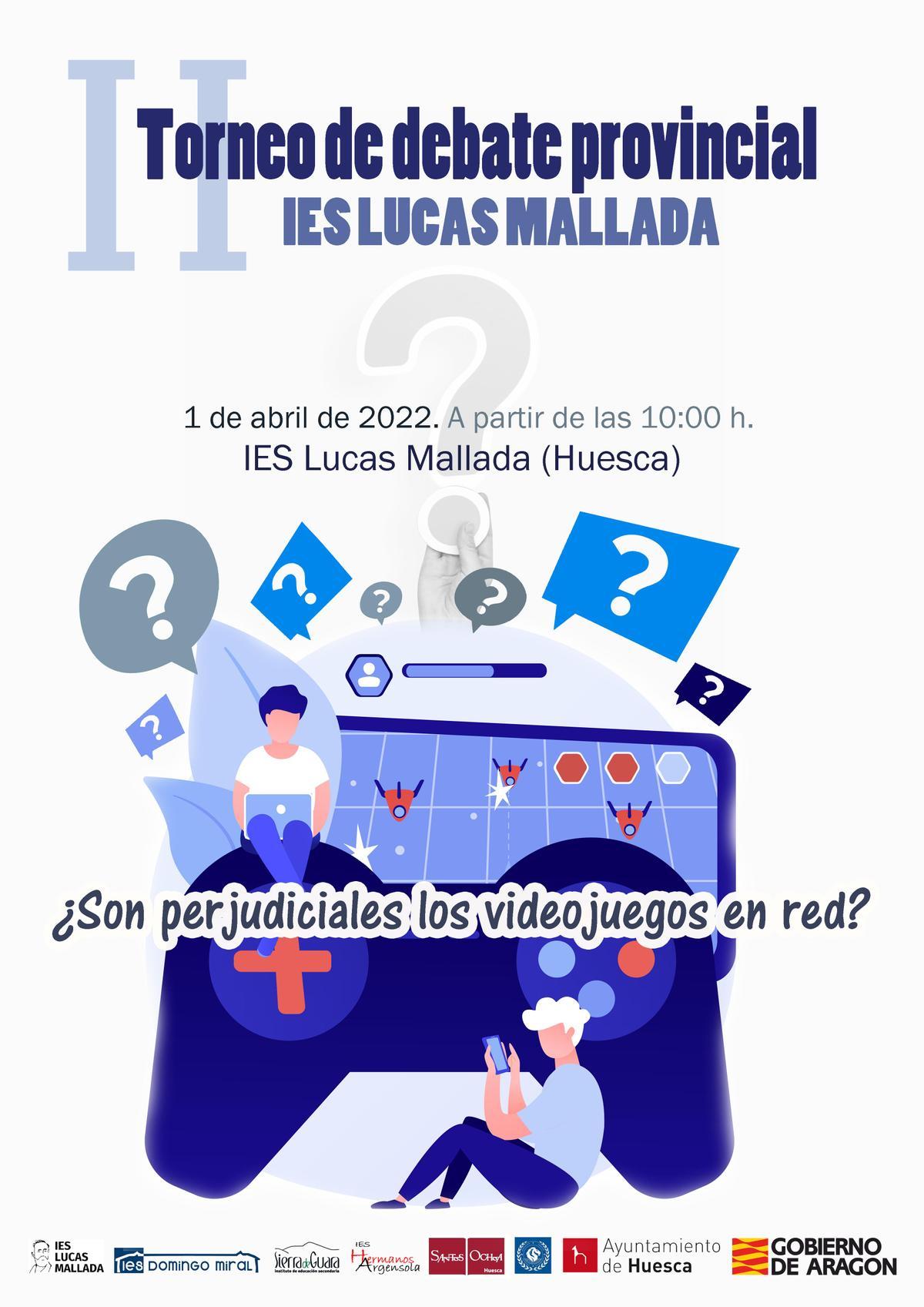 Cartel de la II edición del Torneo de debate provincial del IES Lucas Mallada de Huesca.