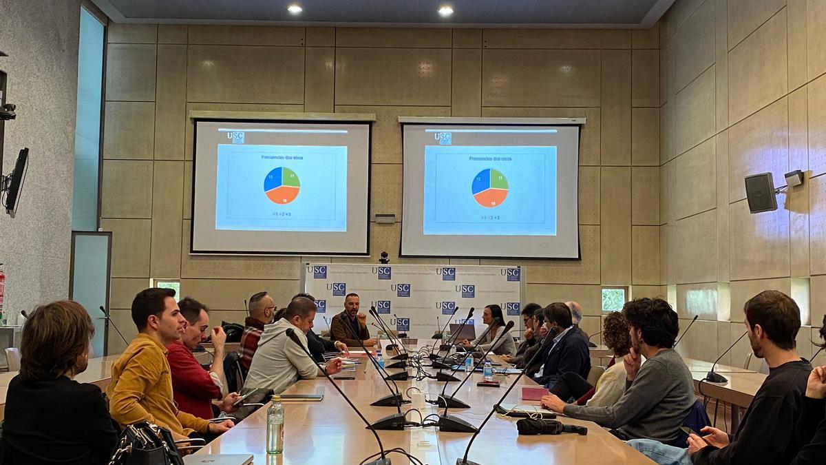Participantes en las sesiones tras la presentación del Instituto de Investigación en Humanidades de la USC