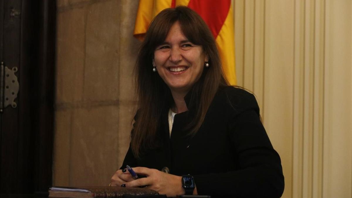 Primer pla de la presidenta del Parlament  Laura Borras  el 23 de marc de 2021 (Horitzontal) Gerard Artigas ACN