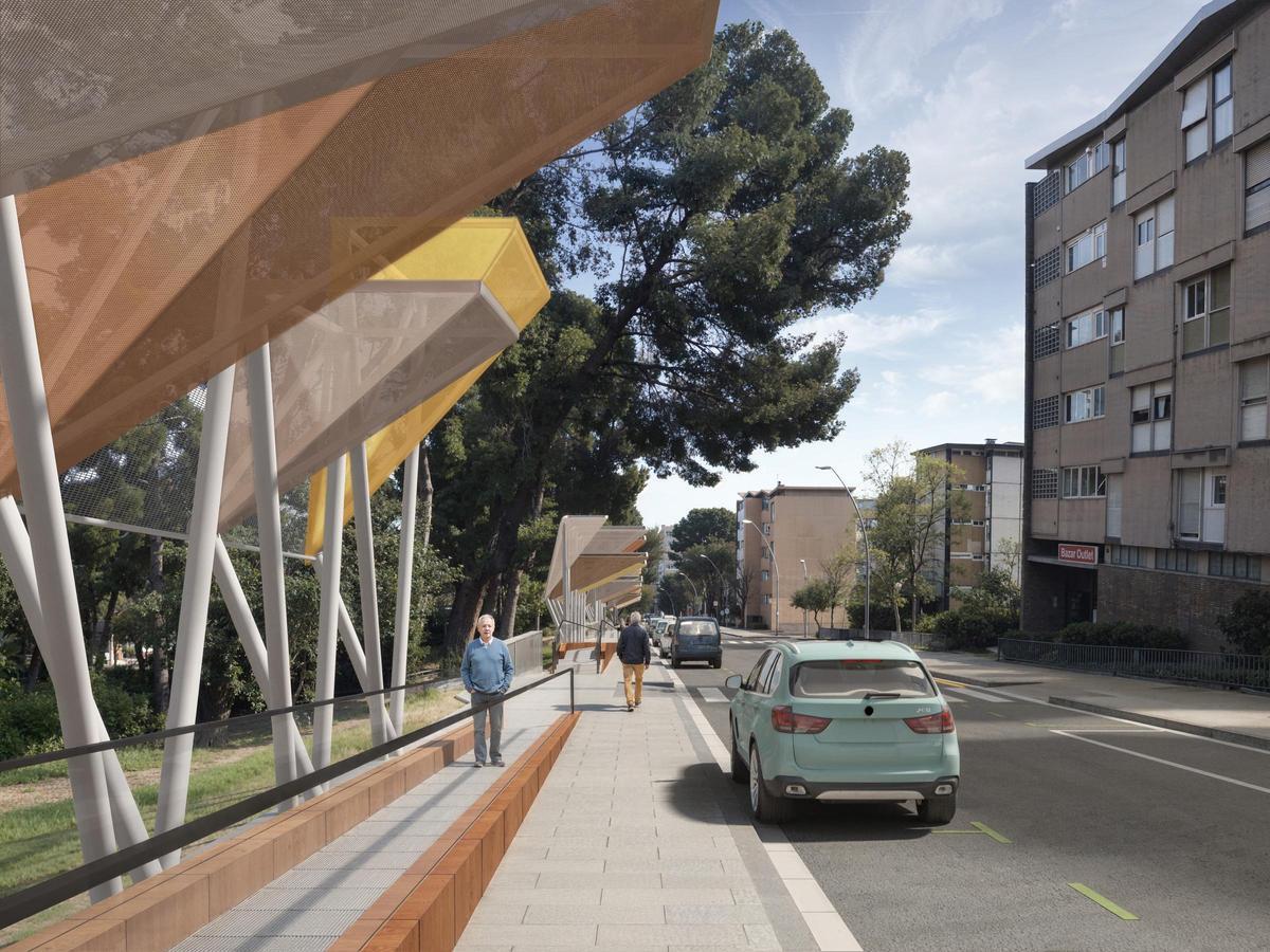 Así será la primera rampa mecánica de Barcelona y su cubierta singular en Montbau