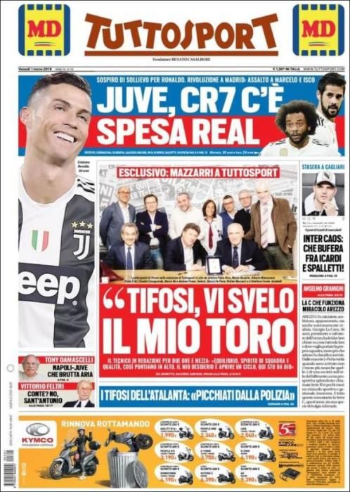 Portada TUTTOSPORT viernes 1 marzo 2019