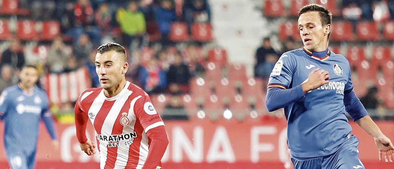 Borja García, en un partit contra el Getafe a l'estadi