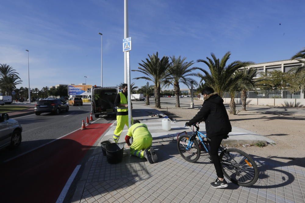 Así está el nuevo carril bici de Elche