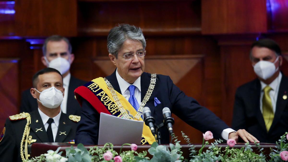 Guillermo Lasso durante su discurso de toma de posesión.