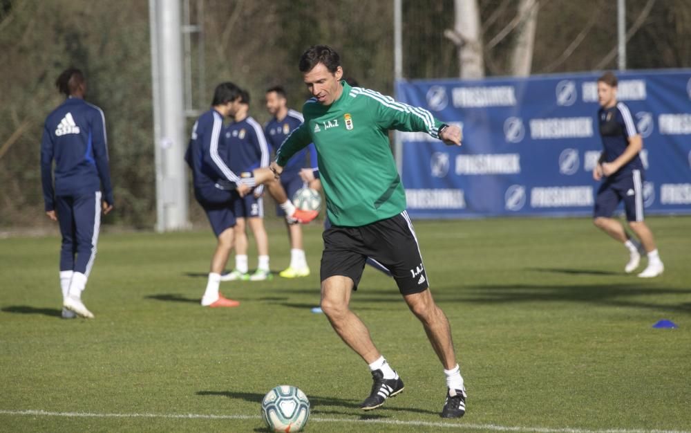 El entrenamiento del Oviedo de esta mañana