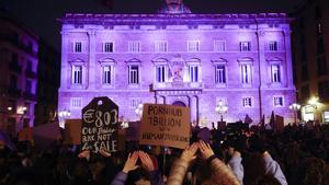 Manifestación de la Coordinadora 8M Moviment Feminista de Barcelona, el 8 de marzo.