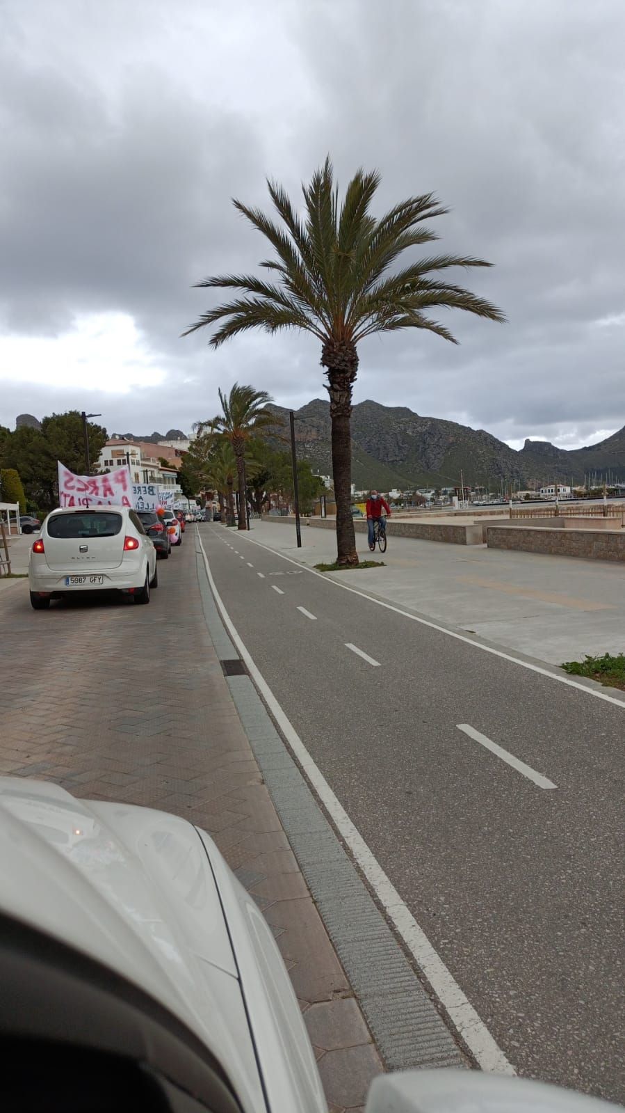 Unos 200 coches desfilan en defensa de los parques de las playas en Pollença