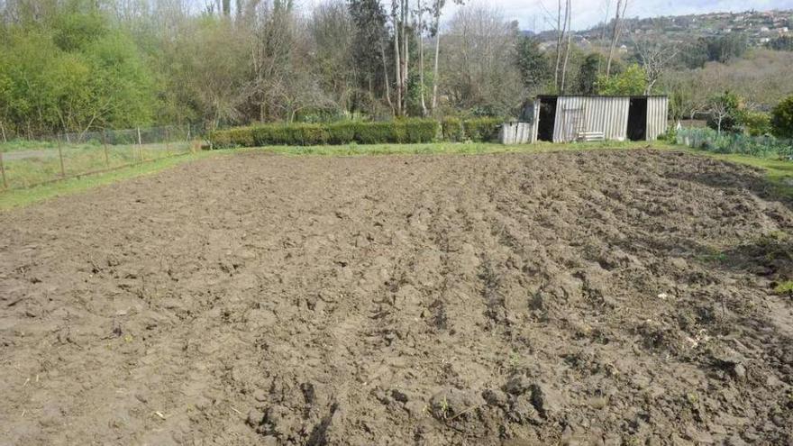 Finca que el Gobierno local prevé convertir en un aparcamiento, frente al colegio de Sigrás.