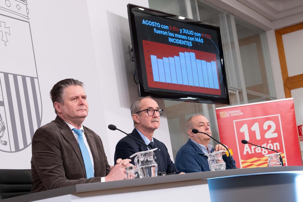 Un momento de la presentación del balance del 112 Aragón, este miércoles, en el Pignatelli.