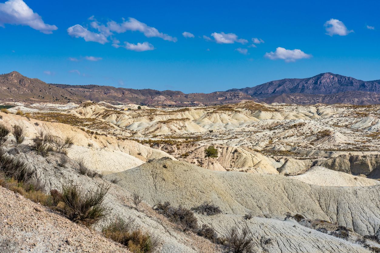 Las Badlands de Abanilla y Mahoya cerca de Murcia en España