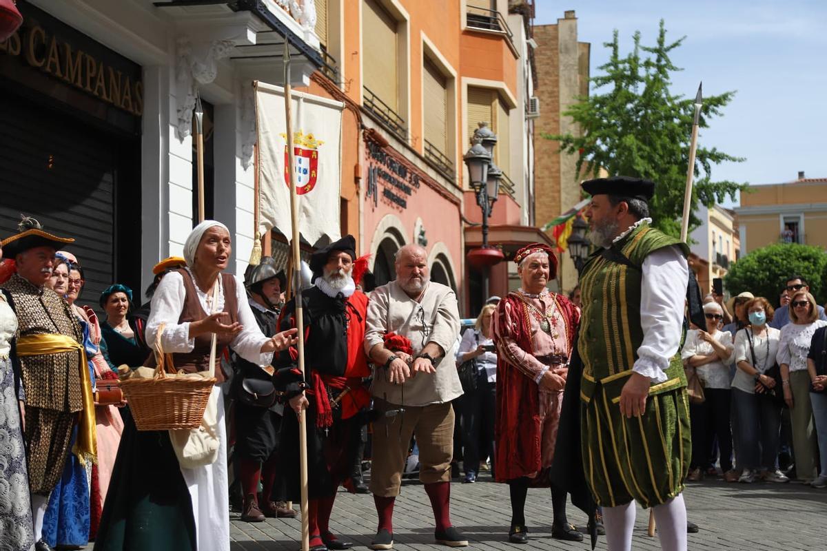 Una de las representaciones celebradas a lo largo del recorrido de la emperatriz Isabel de Portugal por las calles de Badajoz.