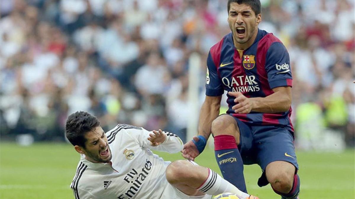 Suárez, durante uno de los lances del partido