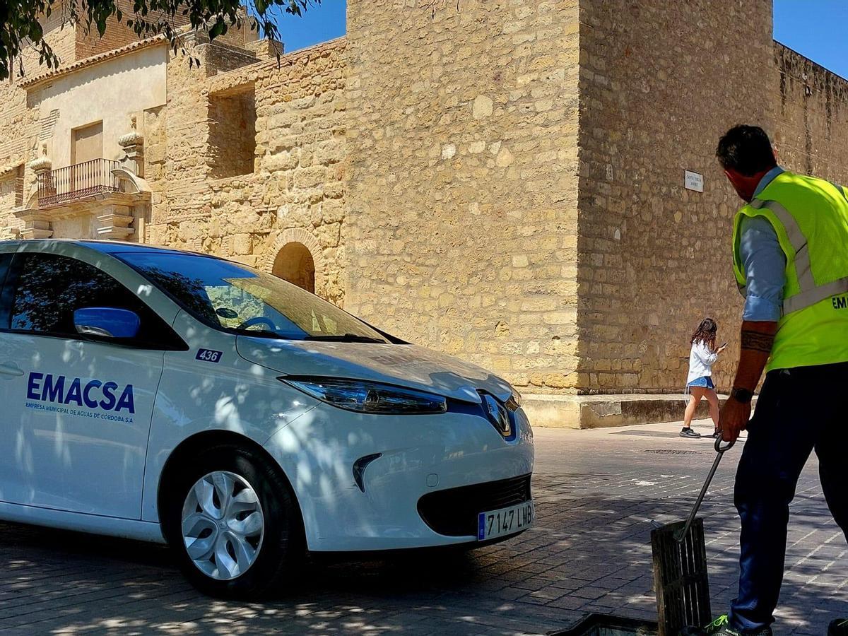Trabajadores de Emacsa en las labores de limpieza.