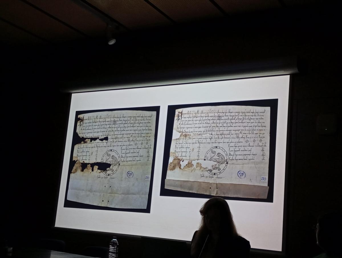 Detalle de la restauración del documento.