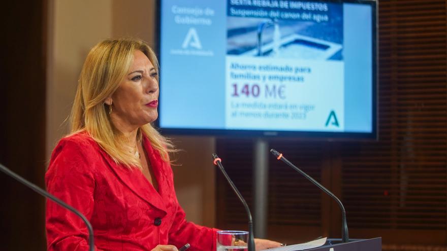 La consejera de Economía, Hacienda y Fondos Europeos, Carolina España, en la comparecencia  en rueda de prensa tras la reunión del Consejo de Gobierno a 20 de septiembre del 2022 en Sevilla (Andalucía, España)