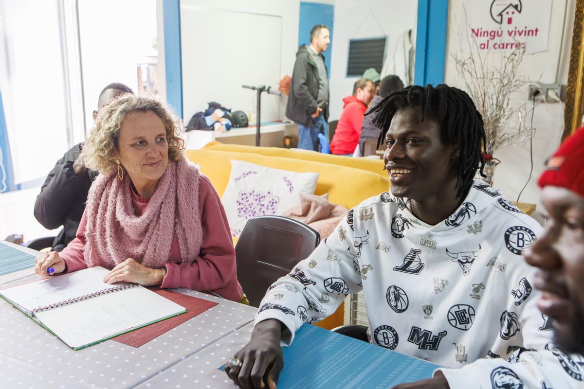 Odile Solé junto a Eric Sarr, el pasado lunes en Blanes.