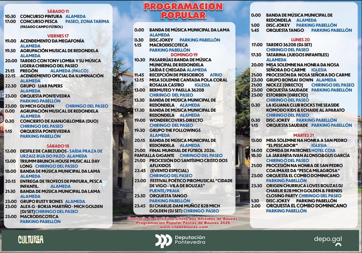 Programa de las fiestas de Bouzas 2026.