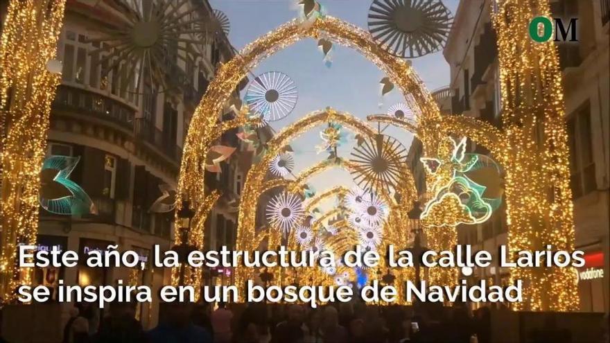 Pruebas de luz y sonido del alumbrado navideño de la calle Larios